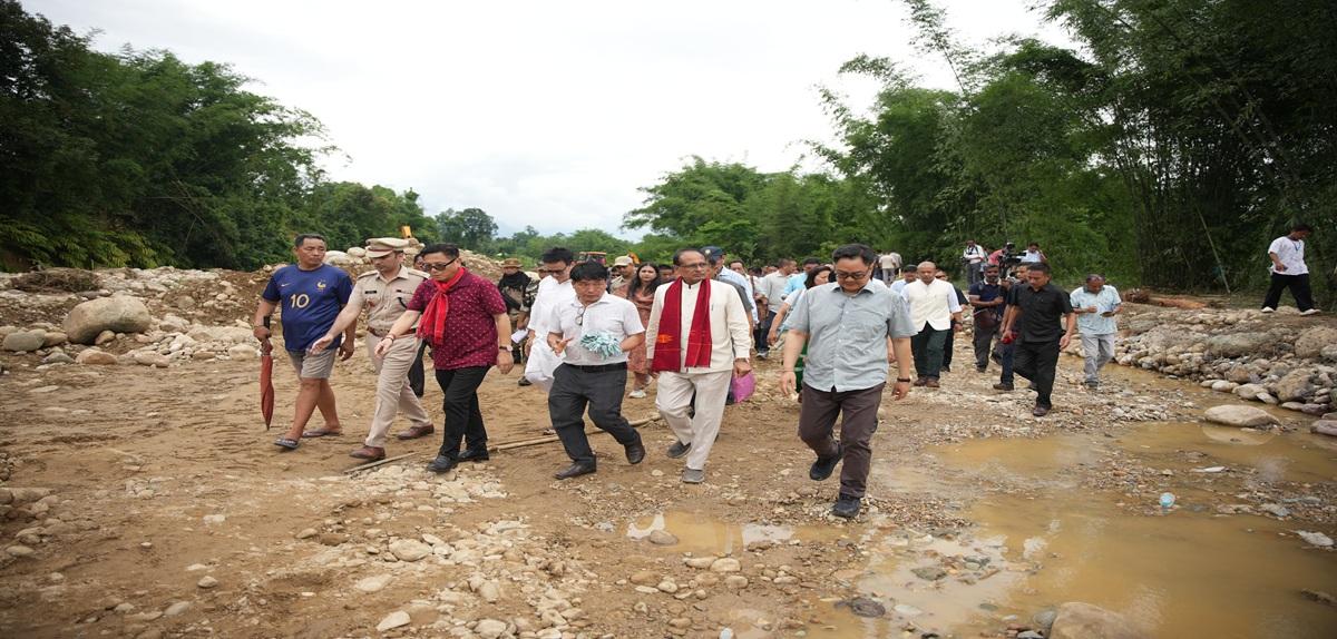 Union Minister Shri Shivraj Singh Chouhan along with Kiren Rijiju and Chief Minister Pema Khandu conducted aerial survey and ground visit in flood-affected Arunachal Pradesh